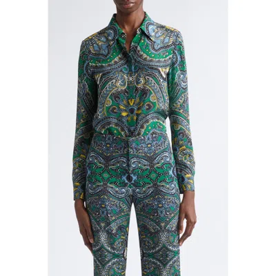 Alice And Olivia Alice + Olivia Willa Printed Silk Shirt In Multi