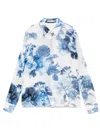 Alice And Olivia Alice + Olivia Willa Printed Silk Shirt In Clear Blue