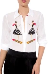 Alice And Olivia Alice + Olivia Willa Shirt In I Am Woman Off White