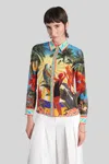 Alice And Olivia Island Dreams Willa Placket Top In Multi