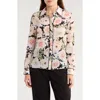 Alice And Olivia Willa Placket Silk Top In White