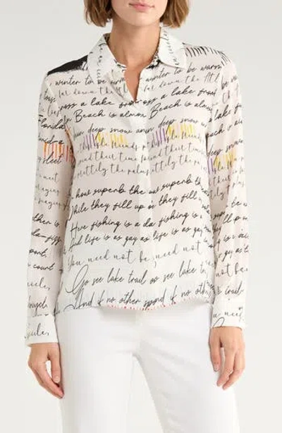 Alice And Olivia Alice + Olivia Willa Silk Hidden Placket Top In Neutral
