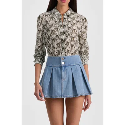 Alice And Olivia Alice + Olivia Willa Staceface Button-up Silk Shirt In Multi