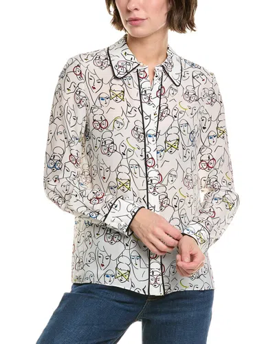 Alice And Olivia Alice + Olivia Willa Staceface Placket Silk Top