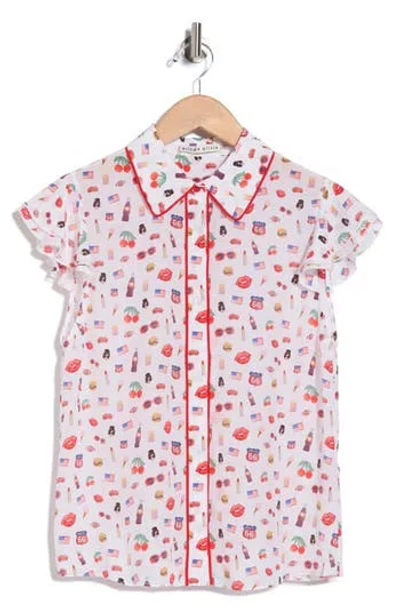 Alice And Olivia Alice + Olivia Willa Staceface Silk Top In Multi