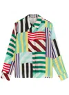 Alice And Olivia Willa Placket Top Sorbet Stripe In Multicoloured 1
