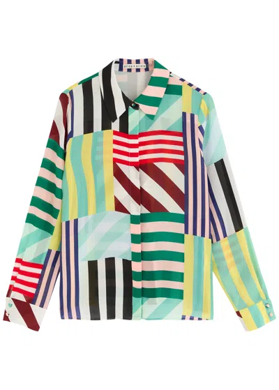 ALICE AND OLIVIA ALICE + OLIVIA WILLA STRIPED SILK-CHIFFON SHIRT