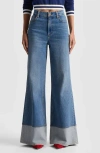 Alice And Olivia Wilson Reversed Seam Wide-leg Jeans In Blue