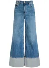 Alice And Olivia Wilson Reversed Seam Wide-leg Jeans In Blue