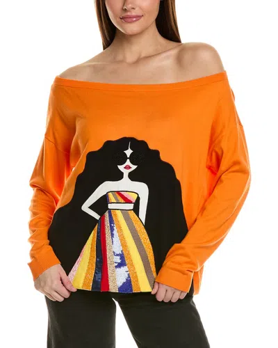 Alice And Olivia Alice + Olivia Winona Staceface Pullover In Orange