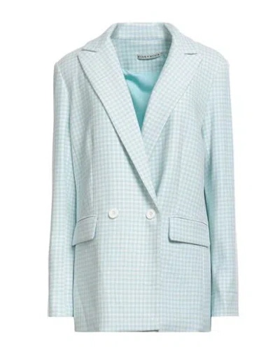 ALICE AND OLIVIA ALICE + OLIVIA WOMAN BLAZER SKY BLUE SIZE 8 POLYESTER, VISCOSE, ACRYLIC, ELASTANE