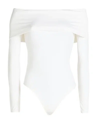 Alice And Olivia Alice + Olivia Woman Bodysuit White Size M Nylon, Elastane