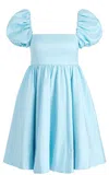 Alice And Olivia Sharilyn Puff-sleeves Minidress In Blue