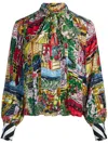 Alice And Olivia Alice + Olivia Printed Blouse In Multi