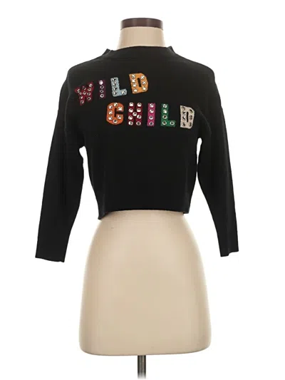 Pre-owned Alice And Olivia Alice + Olivia Wool Pullover Sweater In Black