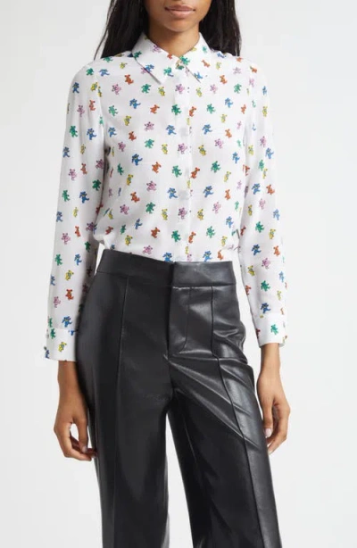 Alice And Olivia Alice + Olivia X Grateful Dead Willa Print Silk Button-up Shirt In Multi