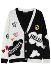 Alice And Olivia Alice + Olivia X The Beatles Bradford Appliquéd Wool-blend Cardigan In Black