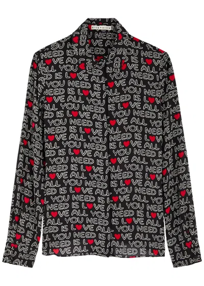 ALICE AND OLIVIA ALICE + OLIVIA X THE BEATLES WILLA PRINTED SILK SHIRT