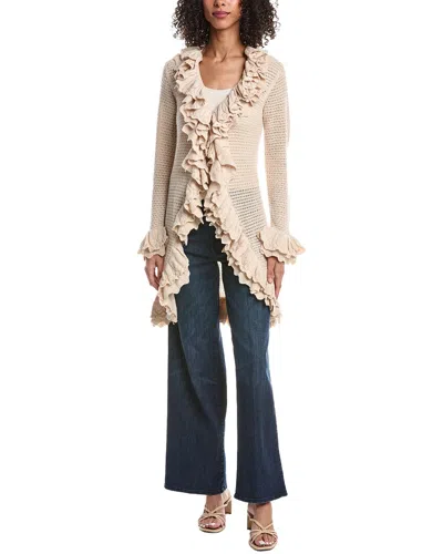 Alice And Olivia Alice + Olivia Yara Ruffle Wool Cardigan In Brown