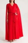 Alice And Olivia Alice + Olivia Zenaida Maxi Cape Dress In Red