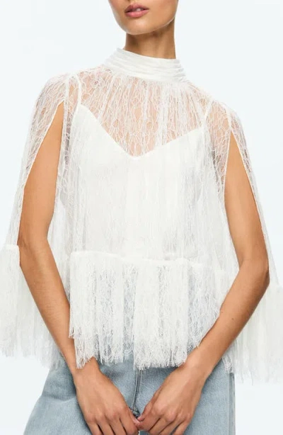 Alice And Olivia Zenon Lace Cape Top With Cami Lining In Off White