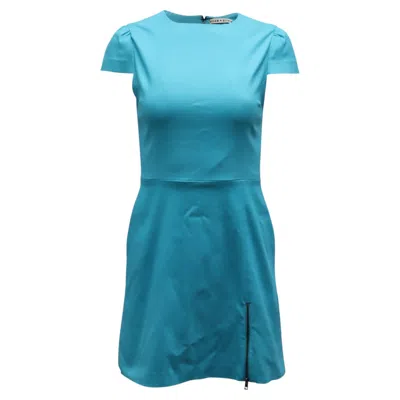 Pre-owned Alice And Olivia Alice + Olivia Zipper Detail Dress In Turquoise Viscose In Blue