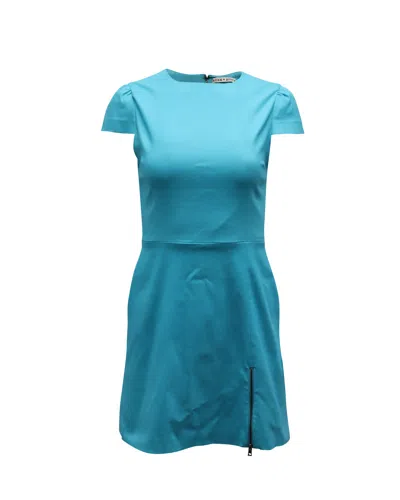 Alice And Olivia Alice + Olivia Zipper Detail Dress In Turquoise Viscose In Blue