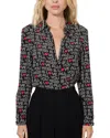 Alice And Olivia X The Beatles All You Need Is Love Willa Silk Placket Top In Multi