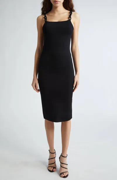Alice And Olivia Alina Braid Strap Bodycon Midi Dress In Black