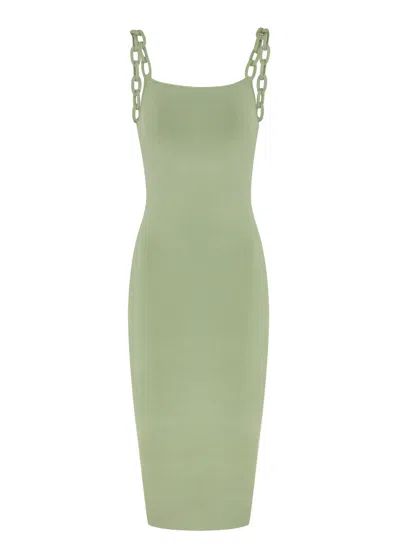 Alice And Olivia Alina Knitted Midi Dress In Sage