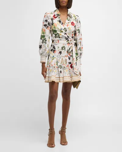 ALICE AND OLIVIA ALISA WRAP GODET MINI SHIRTDRESS