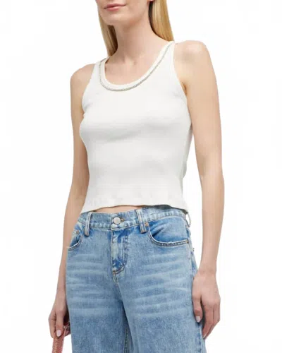 Alice And Olivia Allen Embellished Tank Top In White