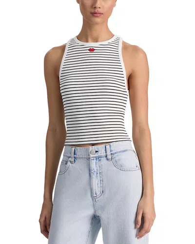 Alice And Olivia Allen Embroidered Tank Top In White