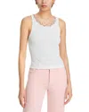 Alice And Olivia Allen Rose Trim Tank Top In Off White