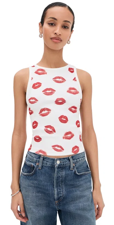 Alice And Olivia Allen Tank Top Lips In Red