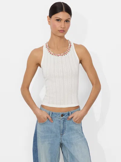 Alice And Olivia Allen Tank Top In White