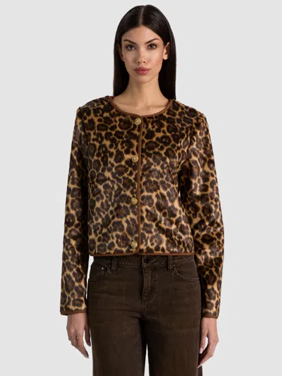 Alice And Olivia Alma Faux Fur Coat In Spotted Leopard