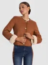 Alice And Olivia Alma Vegan Suede Teddy Jacket In Brown