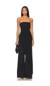 Alice And Olivia Alondra Strapless Asymmetric Jumpsuit In 블랙