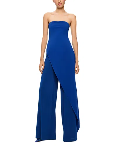Alice And Olivia Alondra Strapless Asymmyetric Jumpsuit In Blue