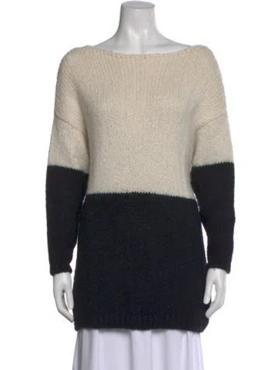 Pre-owned Alice And Olivia Alpaca Colorblock Pattern Sweater In Multi