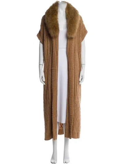 Pre-owned Alice And Olivia Alpaca Fur Coat In Brown