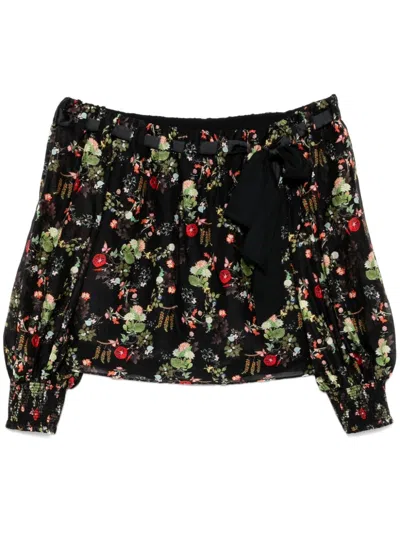 ALICE AND OLIVIA ALTA FLORAL OFF-SHOULDER TOP