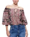 Alice And Olivia Alta Off The Shoulder Top In Canopy Tile Black In Multi