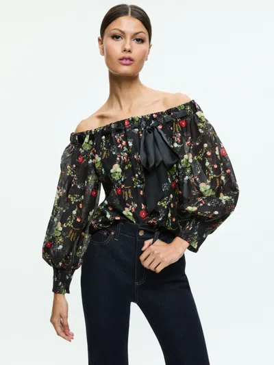 Alice And Olivia Alta Off The Shoulder Top In Black