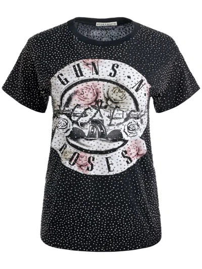 Alice And Olivia Alvera Embellished Tee In Black Multi