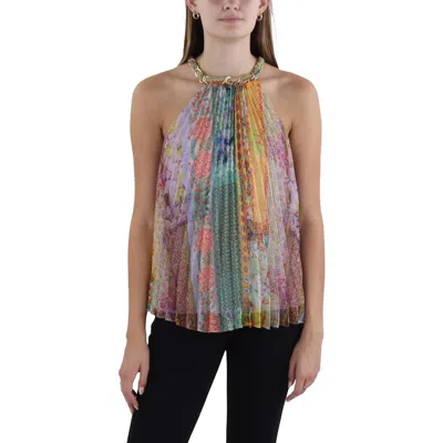 Alice And Olivia Alycia Womens Printed Chain Halter Top In Multi