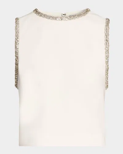 ALICE AND OLIVIA AMAL EMBELLISHED SATIN TOP