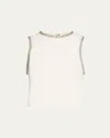 Alice And Olivia Amal Embellished Satin Top In White
