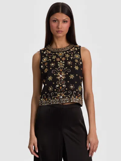 Alice And Olivia Amal Embellished Tank In Black